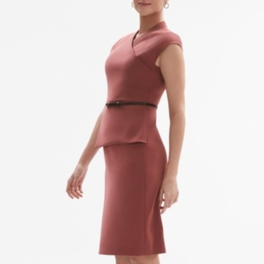 MM Lafleur Rust-Pink Sheath Dress with Cap Sleeves